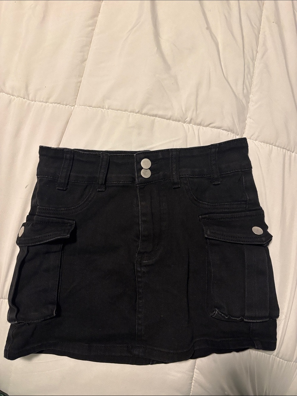 Black Cargo Pocket Mini Skirt - Women's